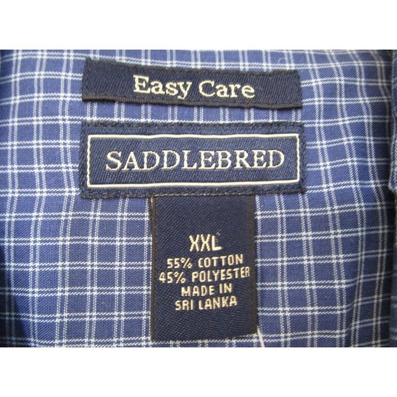 Mens Saddlebred Easy Care Navy White Mini Check XXL Buttondown Shirt New - Picture 2 of 9
